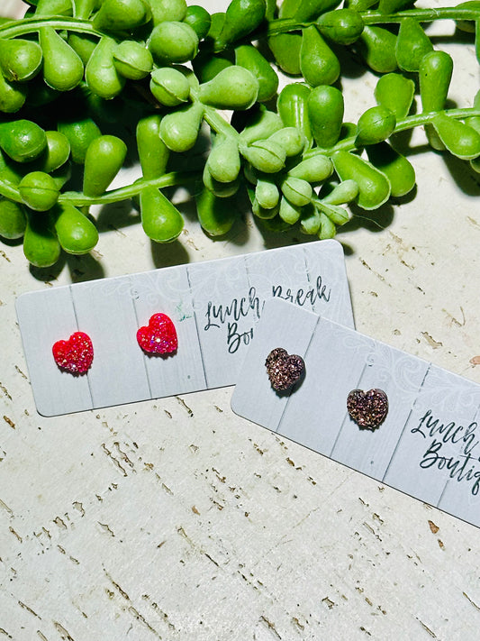 Tiny heart studs