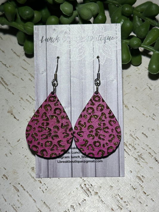 Pink animal print teardrop