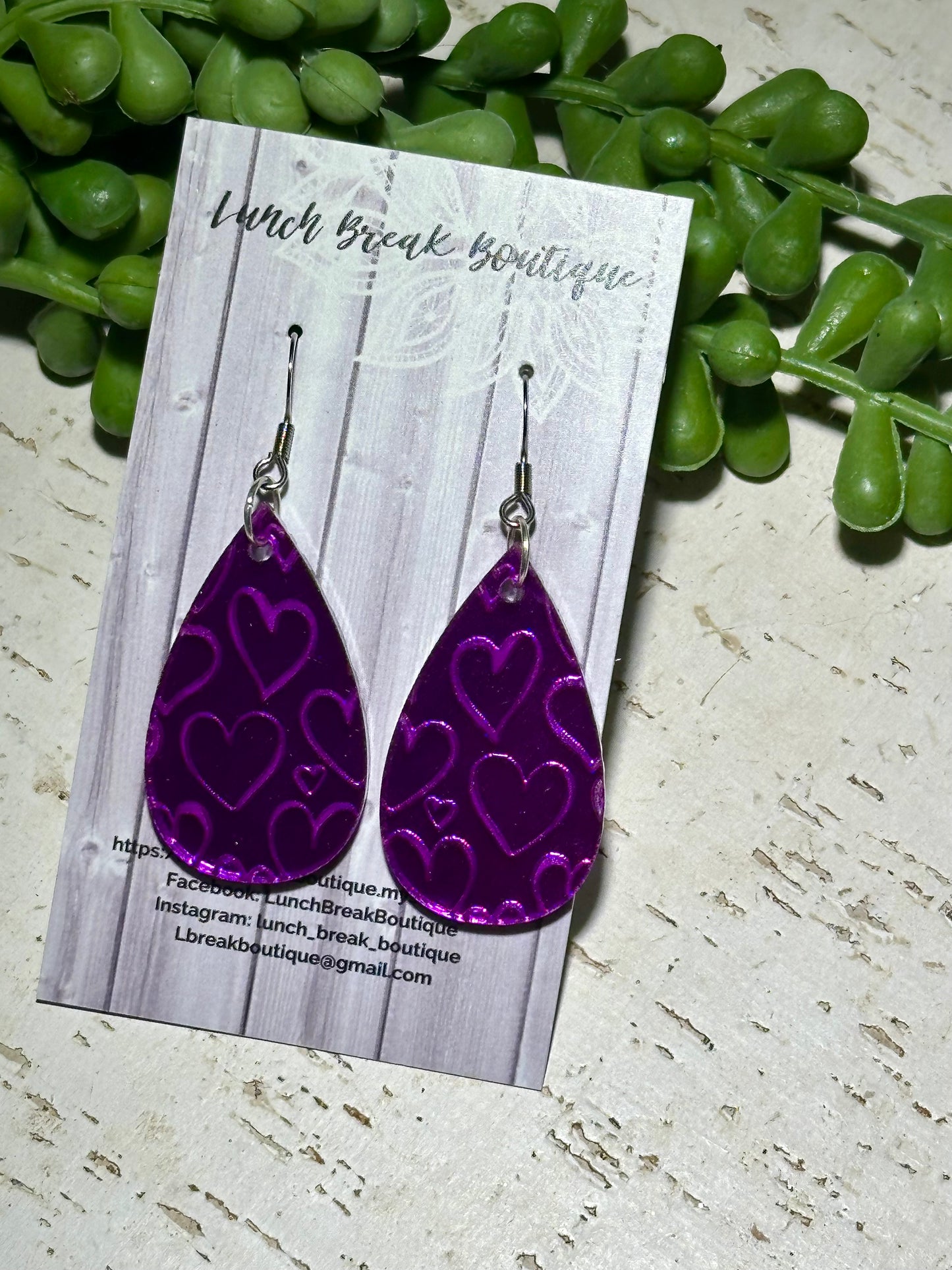 Dark purple acrylic teardrops