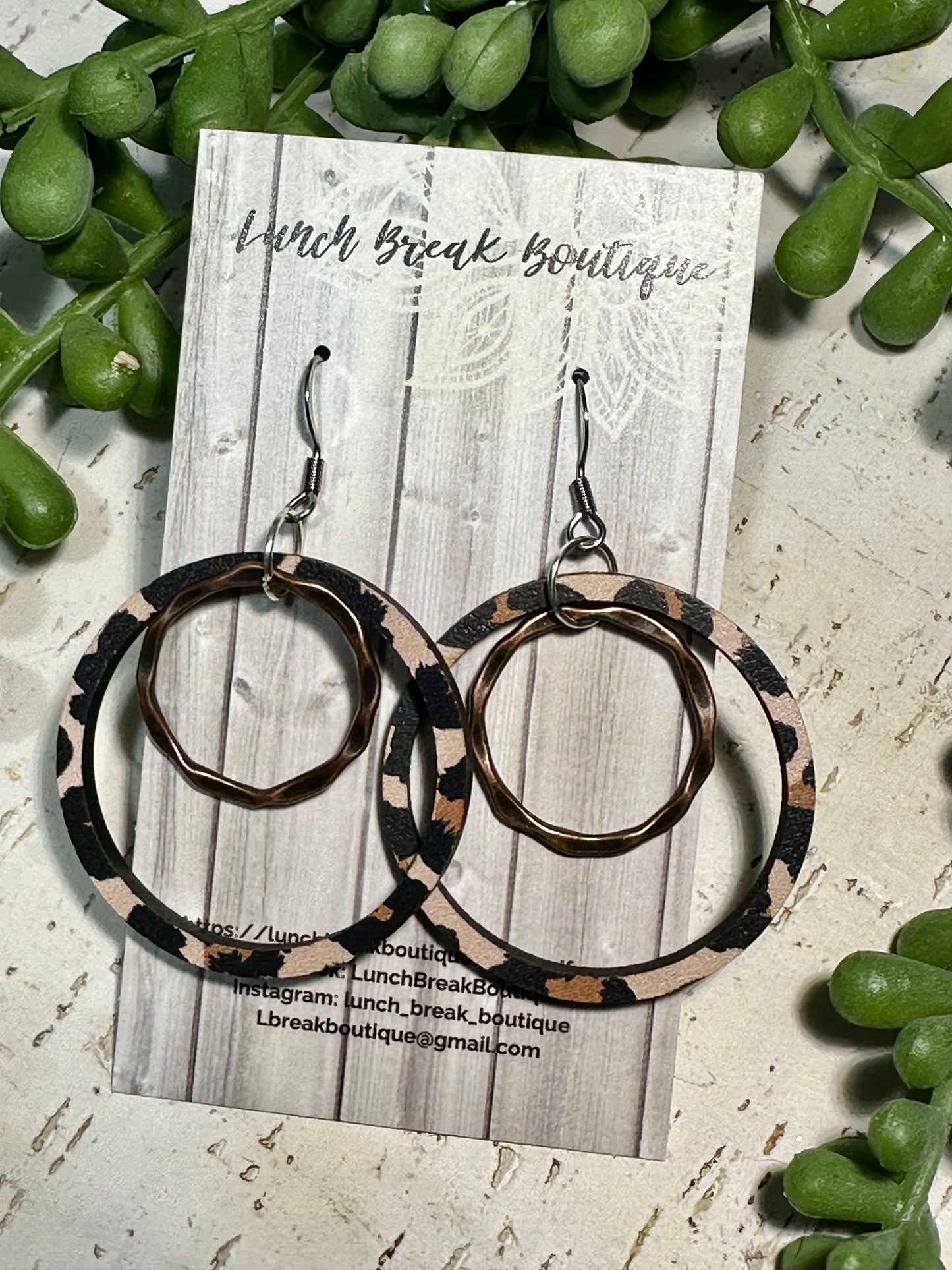 Animal Print w Bronze Hoops