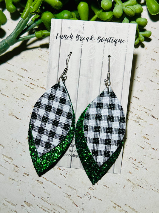 Buffalo plaid & Green Sparkle