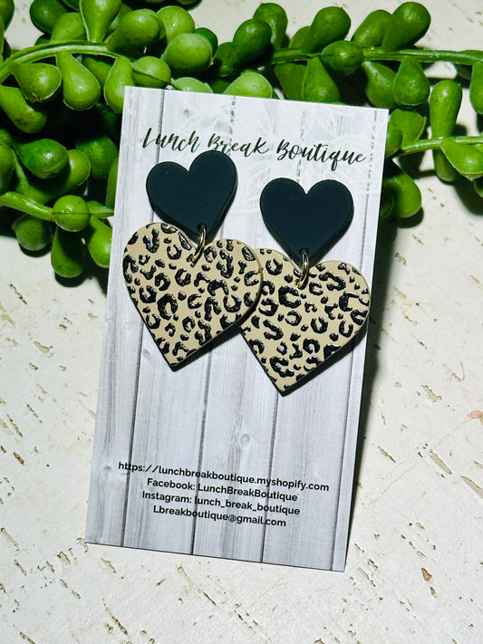 Black and animal print hearts