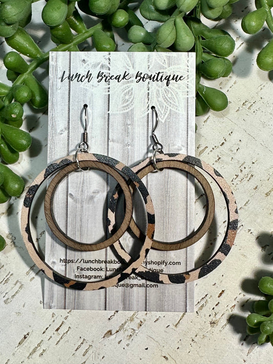 Large Animal Print & Walnut Hoops