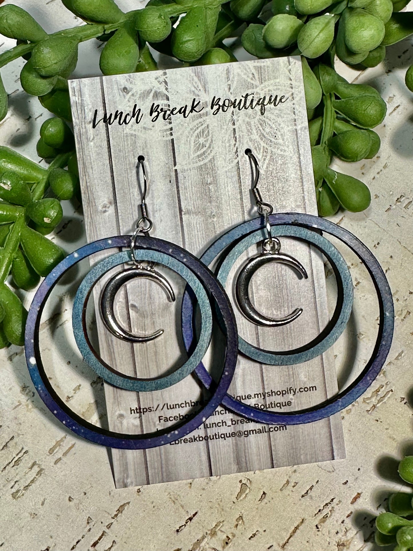 Night Sky & Blue Hoops with Moon Charm