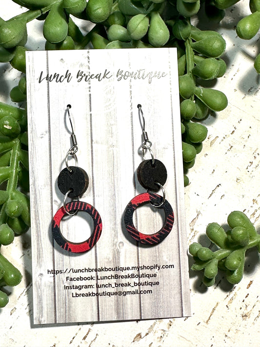 Black with Buffalo Plaid Mini Hoops